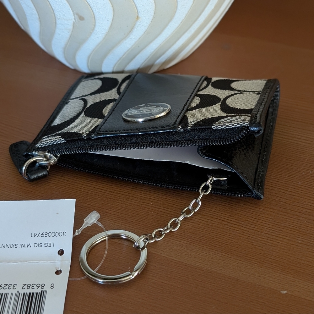 Coach Black and White Signature Card Holder